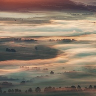 Stołowe Mountains in the fog